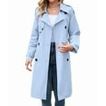 thumbnail image 3 of Women'S Double Breasted Long Trench Coat Windproof Classic Lapel Slim Overcoat with Belt Khaki S, 3 of 10