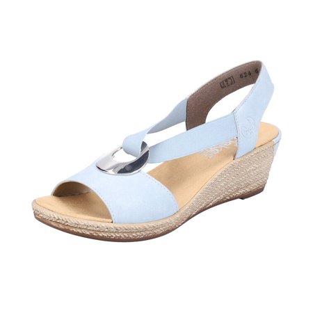 Rieker Women's 624H6-10 Wedge Heeled Ankle Strap Sandals, Aqua, Size EU 38
