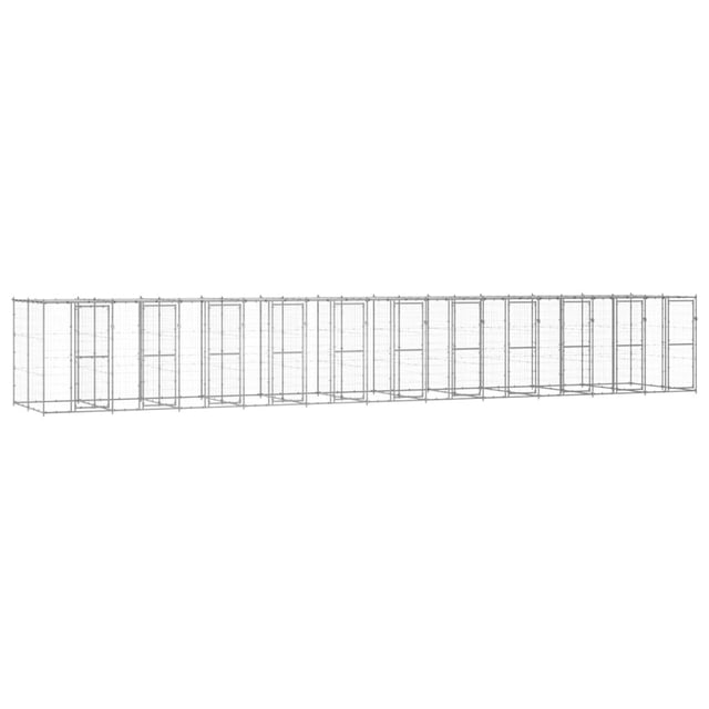 vidaXL Chenil Extérieur en Acier Galvanisé avec Toit 26,62 M2