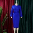 thumbnail image 3 of AURA Womens Elegant Knit Pencil Midi Dress Crew Neck Long Sleeve High Waist Solid Textured Floral, 3 of 10
