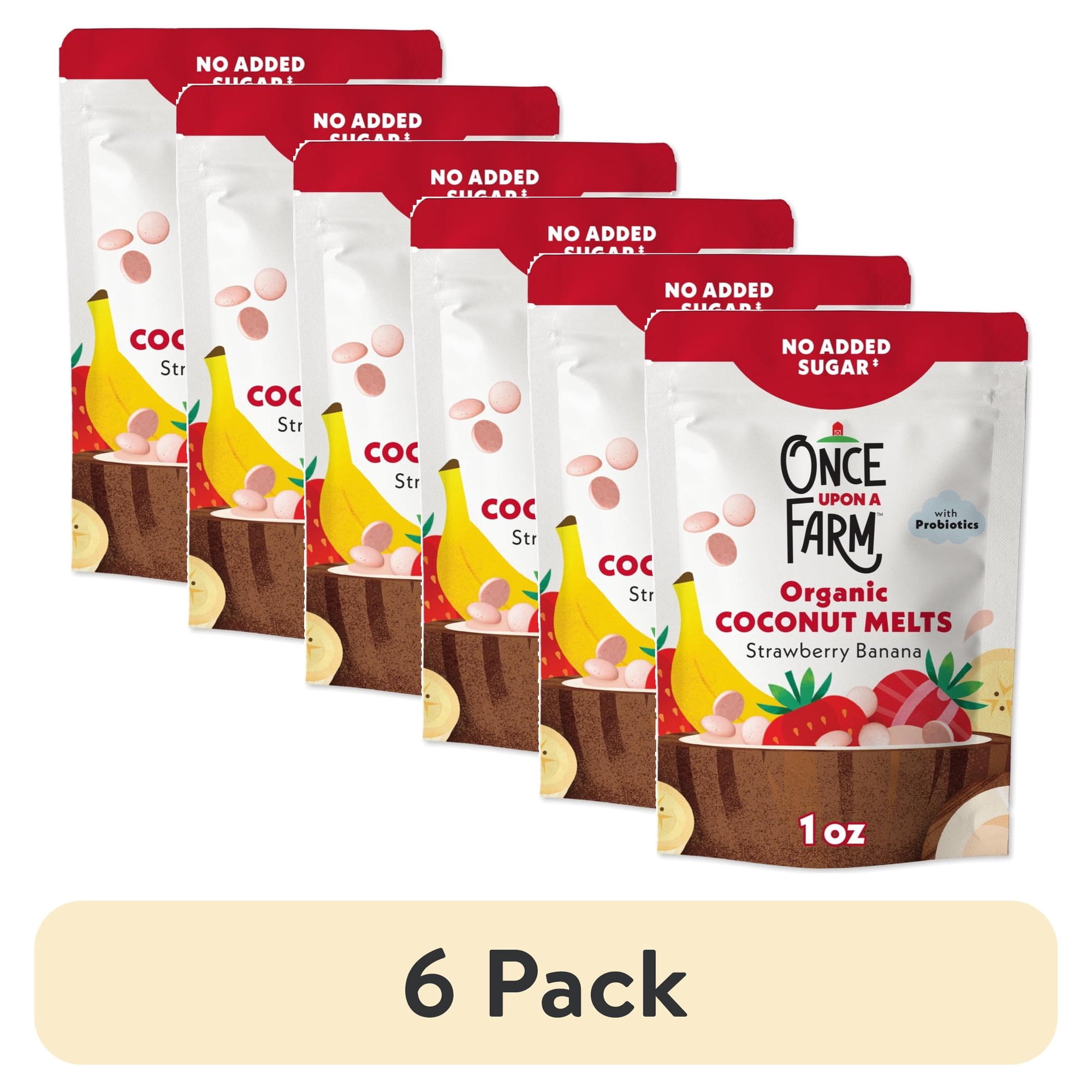 (6 pack) Once Upon a Farm Organic Coconut Melts, Strawberry Banana, 1oz Bag