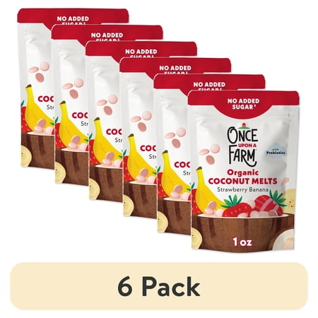 (6 pack) Once Upon a Farm Organic Coconut Melts, Strawberry Banana, 1oz Bag