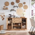 thumbnail image 4 of SinCiDo 58" Farmhouse Buffets & Sideboards, Buffet Cabinet with Storage, Accent Farmhouse Coffee Bar w/2 Drawers and 4 Doors, 4 of 6