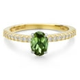 thumbnail image 3 of Gem Stone King 14K Two Tone Gold Green Tourmaline and Lab Grown Diamond Engagement Ring for Women | 0.86 Cttw | Oval 7X5MM | Gemstone October Birthstone | Size 6, 3 of 6