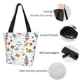 thumbnail image 7 of Cauagu Cartoon Space Print Canvas Aesthetic Tote Bag for Women Beach Bag Shopping Bags Shoulder Bag Reusable Grocery Bags, 7 of 7
