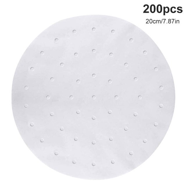 Revestimientos para freidora de aire Wosthever 200 Uds papeles redondos para cocinar al vapor 8 pulgadas 20cm