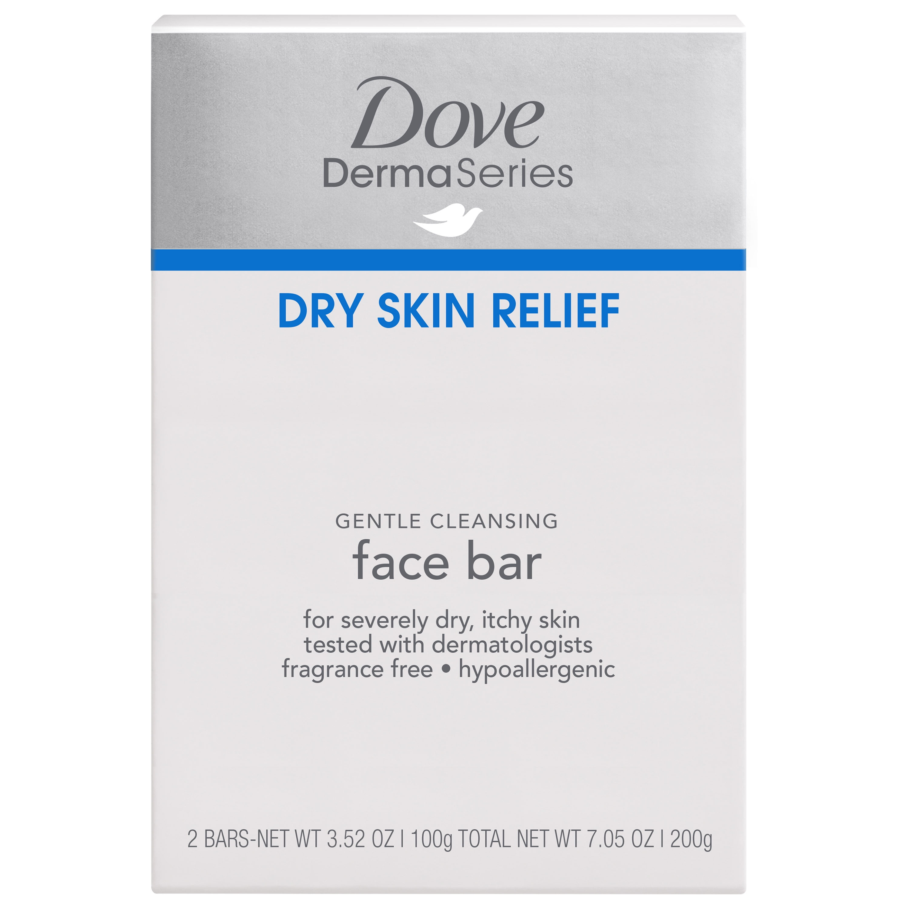 Dove Fragrance-Free Facial Cleansing Bar for Dry Skin 3.52 oz, 2 count