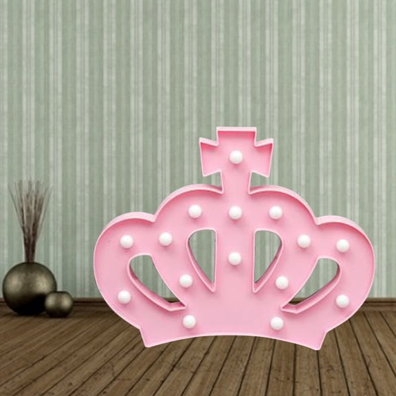WHAMVOX Creative Crown Shaped LED Night Lamp Warm Light Home Bedroom Decorative Lamp - Without Batteries (Pink)