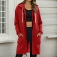 thumbnail image 2 of Resicozy Women's Lightweight Zip Up Hoodies Oversized Long Sleeve Sweatshirts Casual Fall Jacket Coat with Pocket Red M, 2 of 5