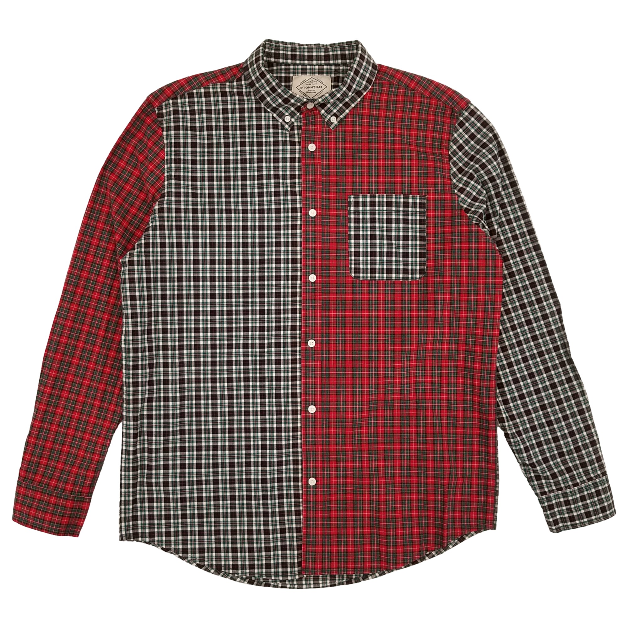 St. John's Bay Mens Big & Tall Blue Plaid Long Sleeve Button-Down