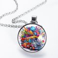 thumbnail image 2 of Mind Car Glass Design Circular Pendant Women's Necklace, 2 of 5