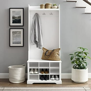 Prepac Wide Hall Tree And Bench With Shoe Storage, Black - Walmart.com