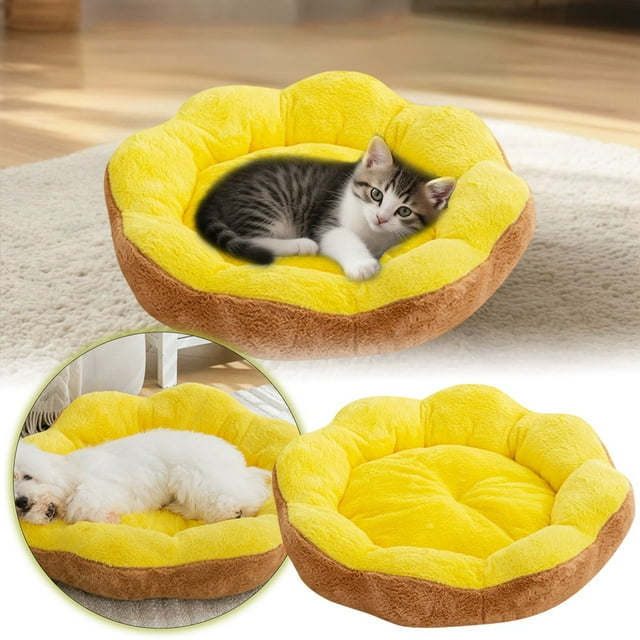 Soft Bed For Cats And Winter Warm Donut Cuddle With Bottom Indoor Comfort Sleeping Cushion For Small Medium