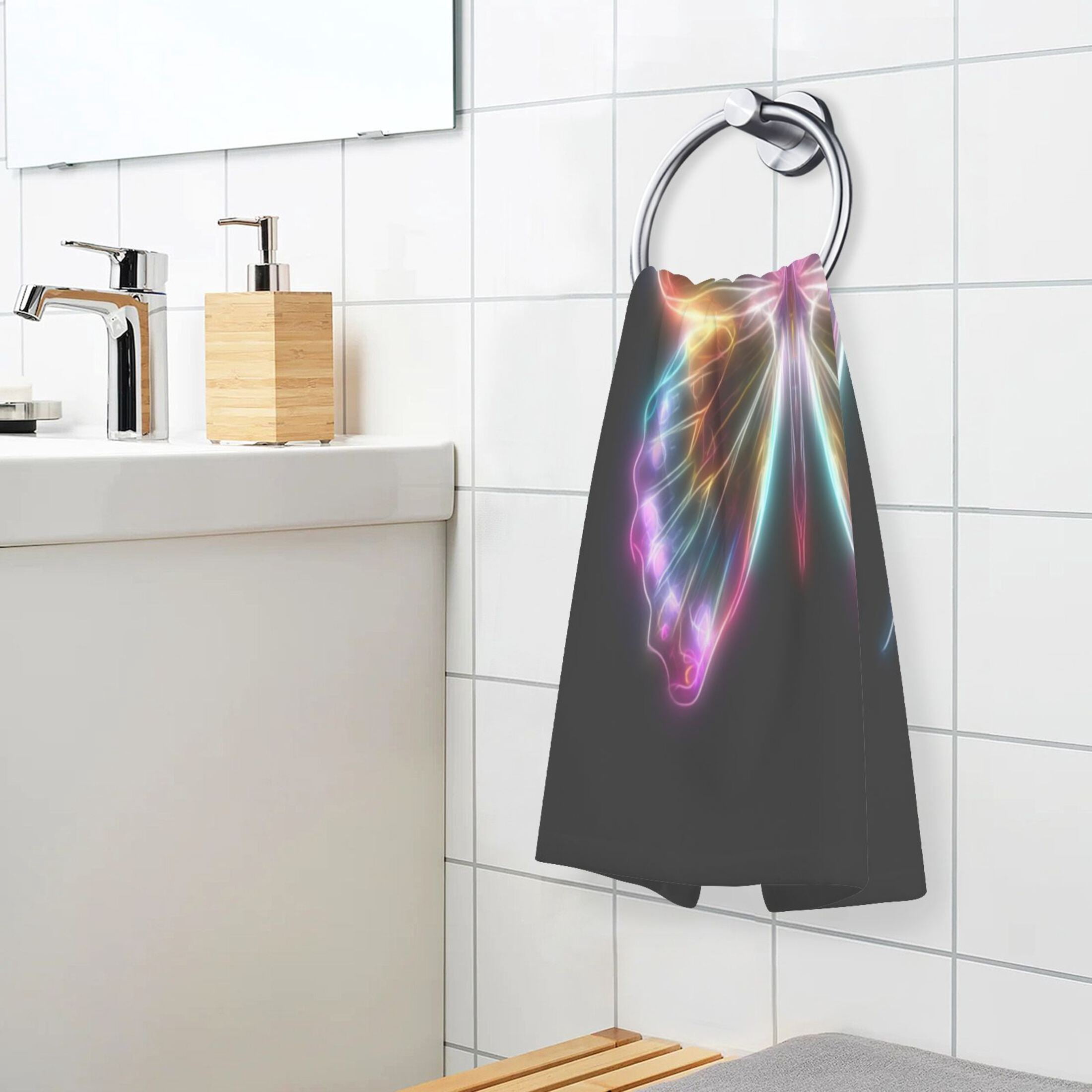 2 Pieces of Cotton Towel Face Towel Set Hand Towel Bath Towel Cotton Bath Towel Sets Beautiful Colorful Butterfly
