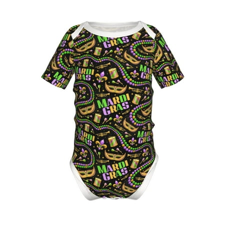 

Adobk Mardi Gras3 Print Baby Climbing Clothes Jumpsuit Rompers Classic Rompers Child Short sleeve Bodysuits-9M