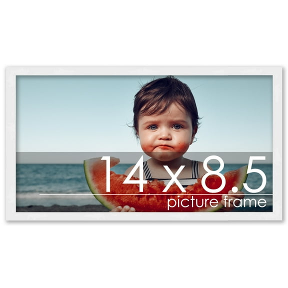 14x8.5 Frame White Complete Wood Picture Frame with UV Acrylic, Foam Board Backing, & Hardware