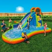 Banzai Big Blast Water Park, Length: 14 ft 5 in, Width: 10 ft 7 in, Height: 7 ft 11 in, Inflatable Outdoor Backyard Water Slide Splash Toy
