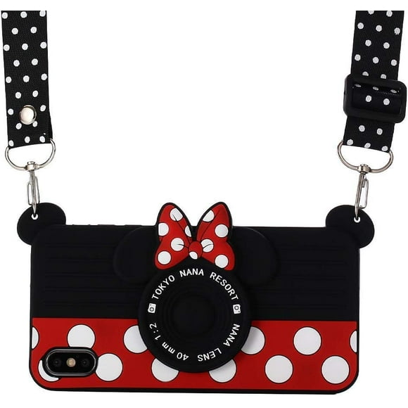 iPhone 11 Pro Case with Lanyard, Shinymore 3D Cute Soft Silicone Cartoon Minnie Mouse Camera Design Case for iPhone 11 Pro