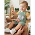 thumbnail image 3 of BemeyourBBs Newborn Baby Summer Clothes Infant Baby Boys Dinosaur Elephant Outfit Casual Loose Striped Short Sleeve T Shirt Tops and Animal Embroidered Overalls Jumpsuit Suspender Pants Set, 3 of 9