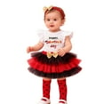 thumbnail image 2 of SonxaHe Girls Outfits Valentine's Day Ruffle Sleeve Bodysuit Tutu Skirt Headband Socks Baby Stylish Outfit Set,4-Piece Red,Size 1-3 M, 2 of 4