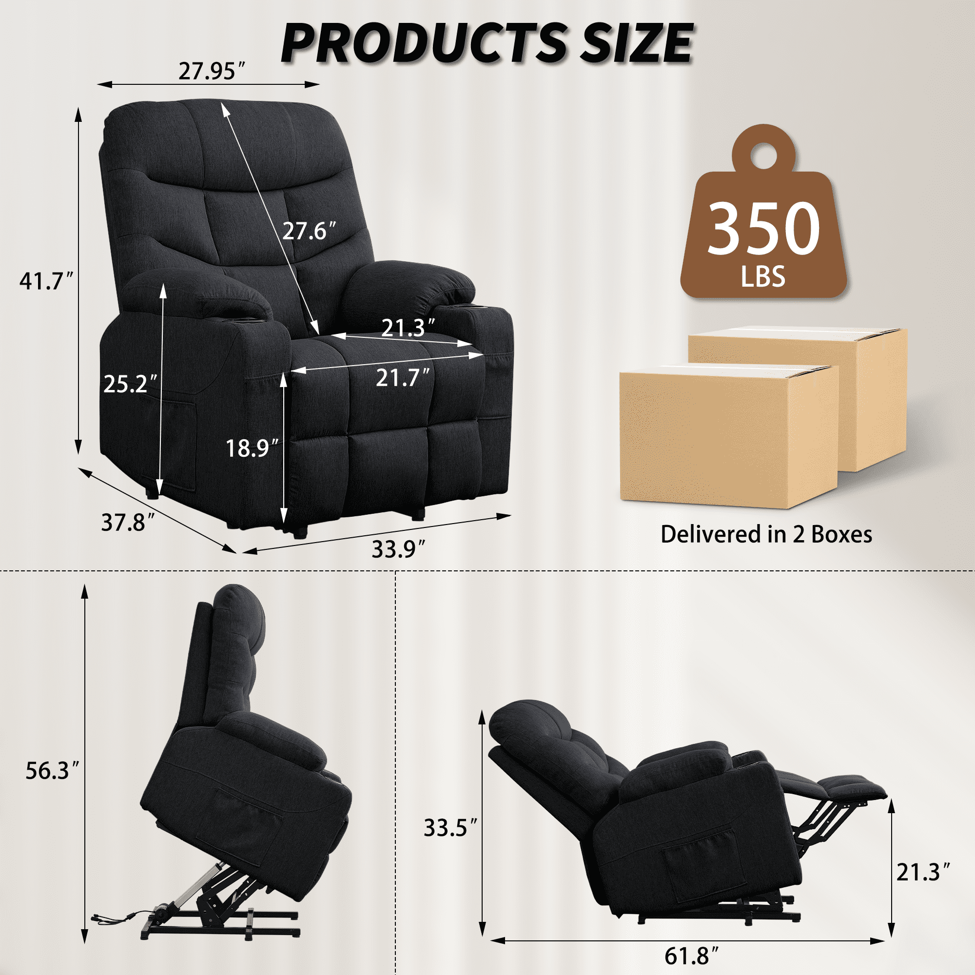 Korser Power Lift Recliner Chair for Elderly with Massage for Living Room,Black