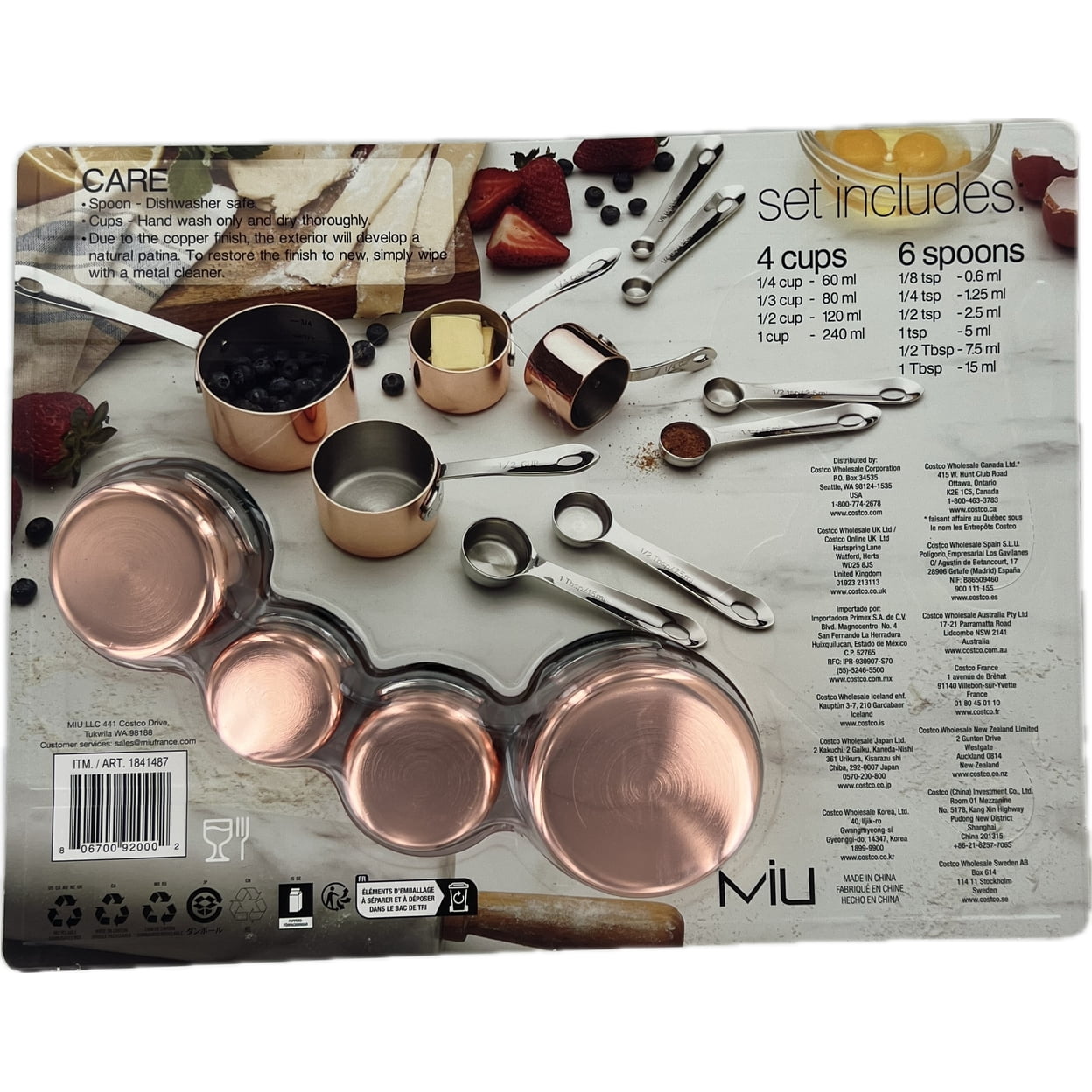 MIU Copper Plated  Stainless Steel Measuring Cups and Spoons, 10 Piece Set (new)