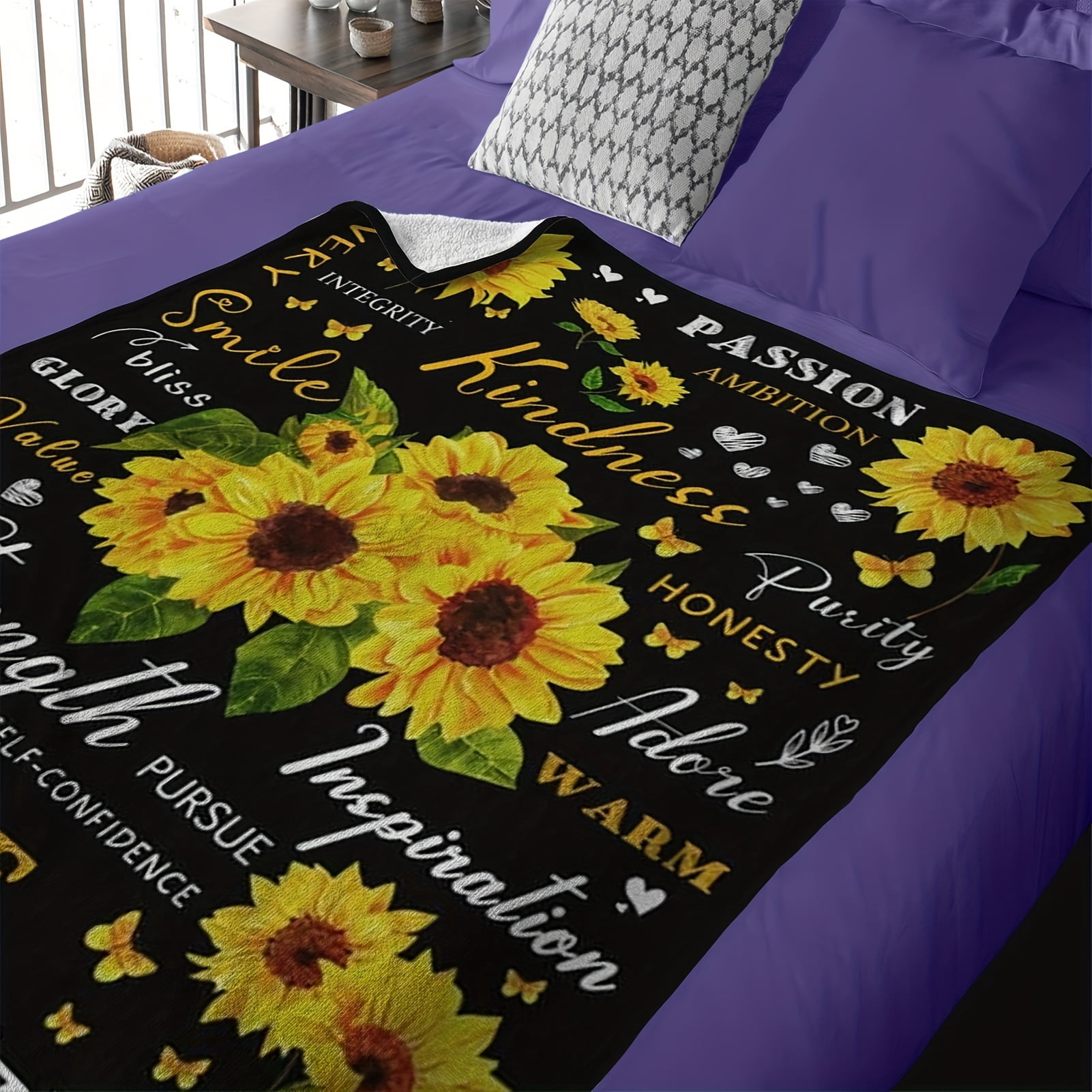 1pc Sunflower Gifts For Women, Sunflower Blanket 50''x60'' Positive Healing Throw Blanket, Christmas Birthday Gift