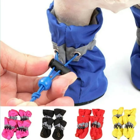 Masslatie 4pcs/set Waterproof Pet Dog Shoes Anti-slip Rain Boots Footwear for Small Cats Dogs Puppy Dog Pet Booties Pet Paw Accessories XXL Bule