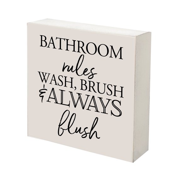 LifeSong Milestones 10x10 Shadow Box Bathroom Rules (White)