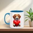 thumbnail image 3 of Happy Valentine's Day Beagle Brings Love Heart 11oz Accent Two-tone Mug Beagles Dog Lover Gifts Idea Coffee Tea Cup - 02028, 3 of 5