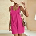 thumbnail image 6 of Wide Leg Summer Jumpsuit New Women Summer Overalls Shorts Loose Fitted Sleeveless Knot Strap Short Romper Jumpsuits with Pockets Pinks XXL, 6 of 9