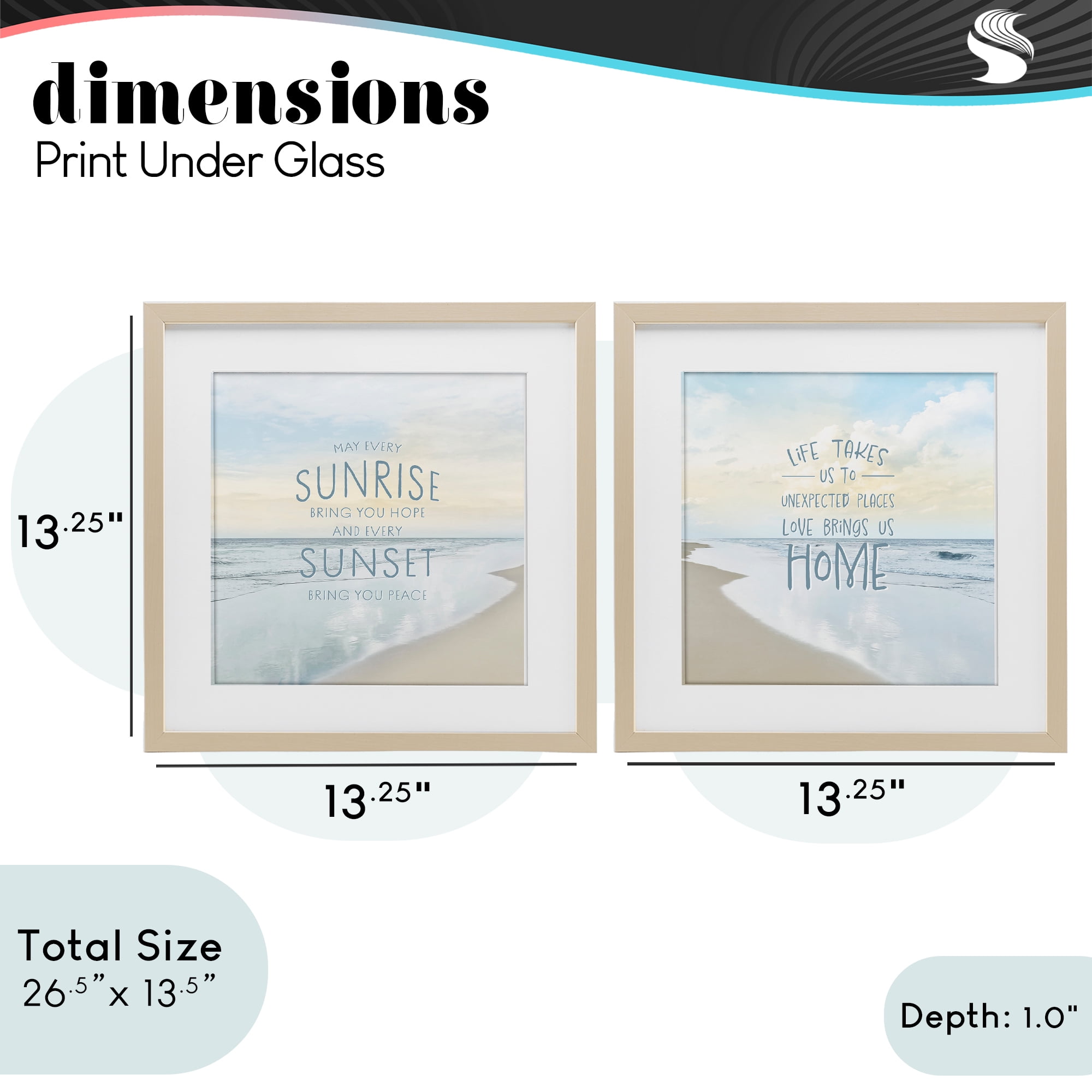 Stupell Industries Beautiful Beach Inspirations 2 Piece Birch Framed Print Under Glass Set, design by Natalie Carpentieri