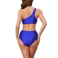 thumbnail image 3 of INSPIRAR CHIC Conjuntos de Bikini Elegantes de Una Sola Hombro para Mujeres, 2 Piezas, Top con Push Up y Parte Inferior de Control de Abdomen, Trajes de Baño, Azul Real Grande, 3 of 5