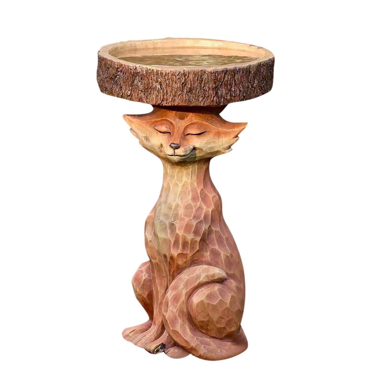 Colaxi Garden Bird Bath Bowl Lowrie Statue Figurine Deck Fence Outdoor Lawn Resin Feeder Animal Sculpture for Courtyard Railing Yard