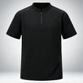 thumbnail image 2 of FRSASU Men's Quarter Zip Athletic Shirt Loose Fit Breathable Workout Top Casual Short Sleeve Performance Training Tee Black, 2 of 5
