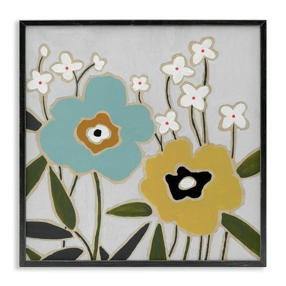 Stupell Industries Modern Hued Blooms Plants & Flowers Painting Black Framed Art Print Wall Art, 12 x 12