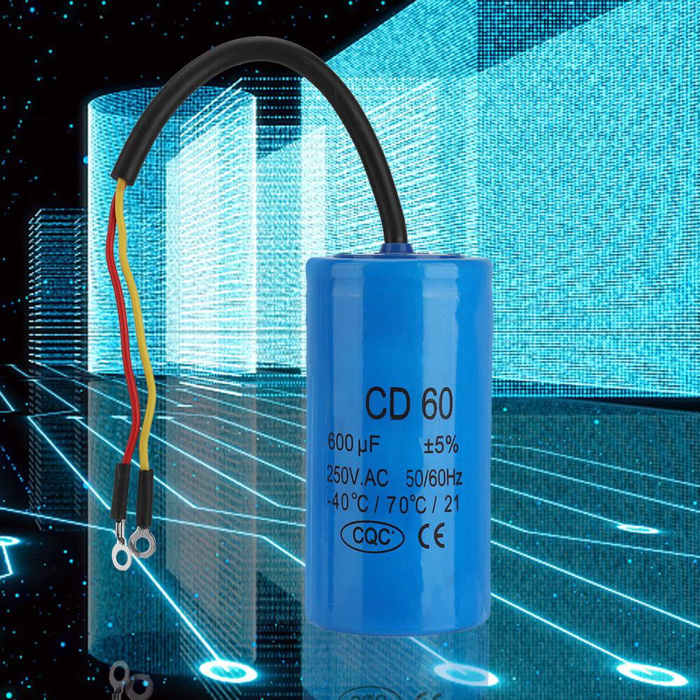CD60 Run Capacitor 400uF 250V AC Motor Start Capacitor with Wire Lead for Motors Air Compressors Conditioners Blue