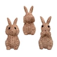 thumbnail image 2 of Set de figuras de conejito de Pascua, decoración de mesa de conejos de ratán de resina para casa o jardín, rojo, de tres piezas, 2 of 7