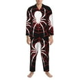 thumbnail image 3 of Salouo Spider On The Web Print Button-Front Long Sleeve Pajama Set for Men, Soft 2Pjs Men's Long Sleeve Sleepwear-Large, 3 of 7
