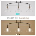 thumbnail image 6 of Industrial 3-Light Pendant Chandelier, Black Metal Frame & Clear Glass Shades, Adjustable Height for Kitchen Island, Dining Room or Living Room (Bulbs Not Included), 6 of 9