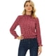 thumbnail image 1 of Blusa de lunares florales con dobladillo con volantes en la cintura para mujer Rojo Oscuro M, 1 of 4
