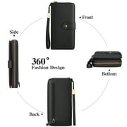 GAEKEAO Wallet for Women Clutch RFID Blocking Leather Wristlet Purse Large Capacity Credit Card Holder with Grip Hand Strap