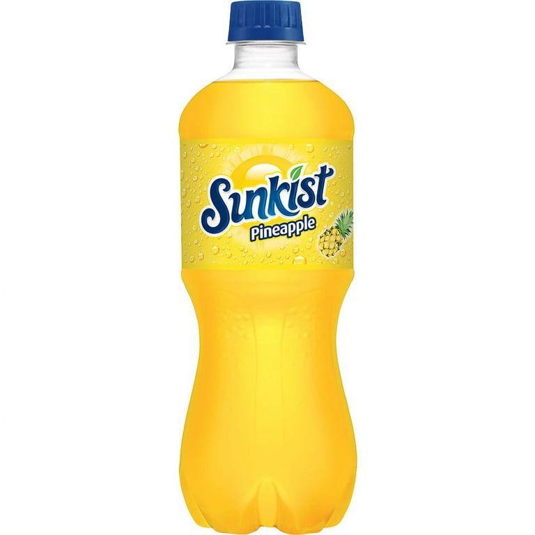 Sunkist Caffeine Free Pineapple Soda Pop, 20 fl oz, Bottle