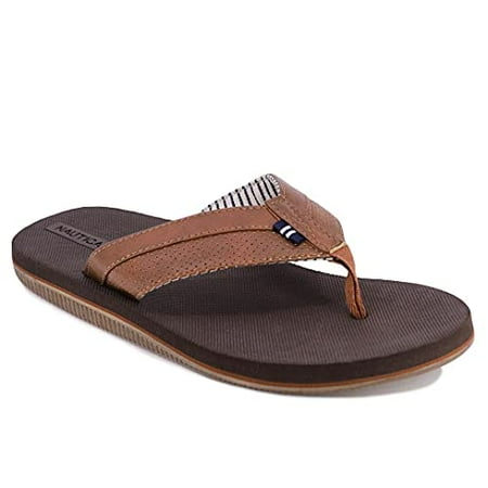 

Nautica Men s Flip Flop Rustic Style Fabric Lined Beach Sandal-Clarkson 2-Tan-9