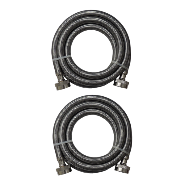 2 Universal Stainless Steel Washing Machine Braided Fill Hoses Hot Cold 4ft
