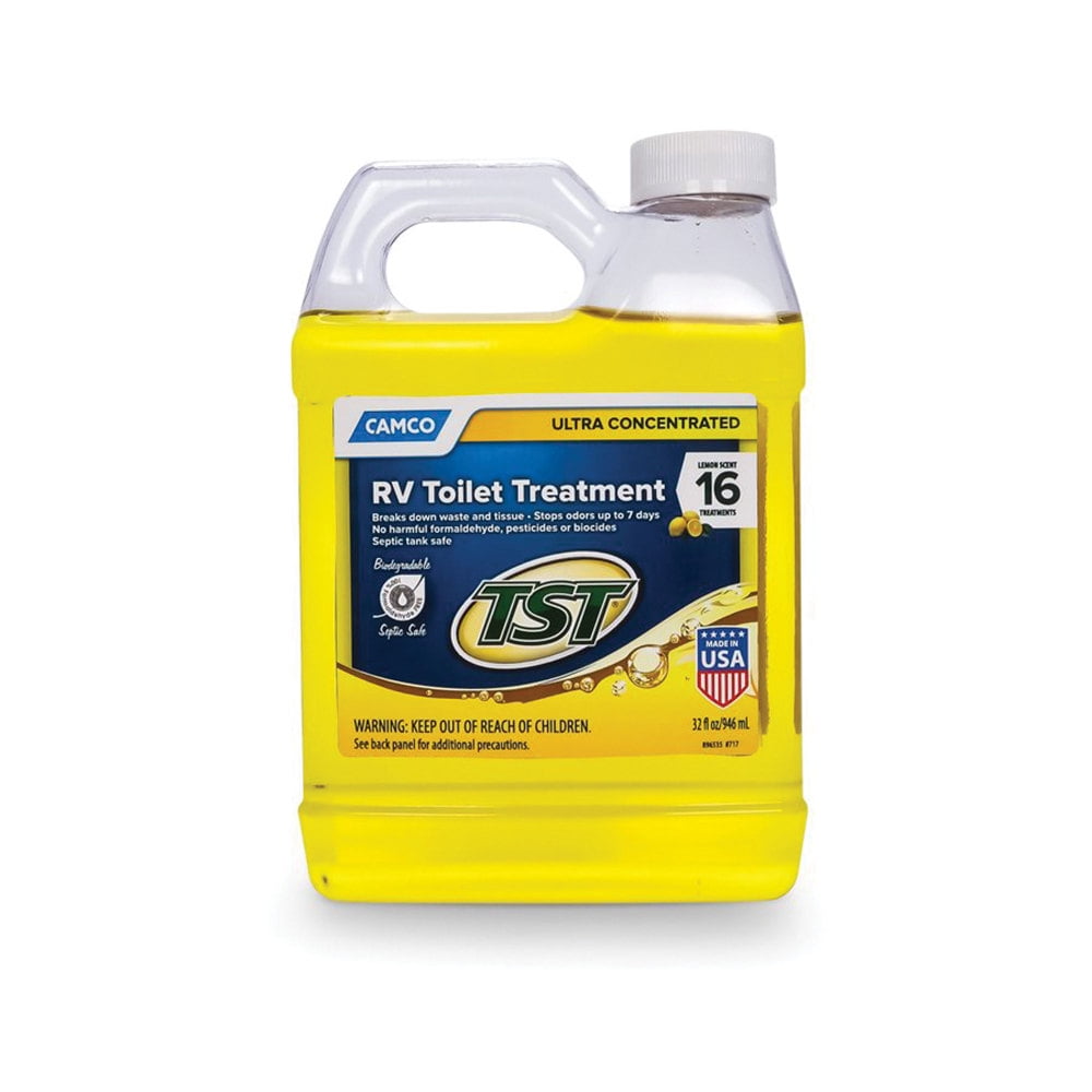 Camco 41572 TST Ultra-Concentrated RV Toilet Treatment - Lemon Scent, 32 oz. Bottle