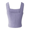 thumbnail image 3 of XMHJSMD Women Square Neck Wide Straps Crop Tank Tops Casual Floral Sleeveless Lettuce Trim Slim Fit Crop Ca M I Vest Tops (Purple,S), 3 of 4