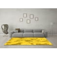 thumbnail image 3 of Ahgly Company Machine Washable Indoor Round Abstract Yellow Modern Area Rugs, 5' Round, 3 of 4