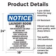 thumbnail image 2 of (2 Pack) Laundry Room Rules For Residents OSHA Notice Sign 18 Inch X 24 Inch Indoor / Outdoor Rust-Free Aluminum Metal Signs for Workplace, Workshop, and Construction Site, Made in the, 2 of 8