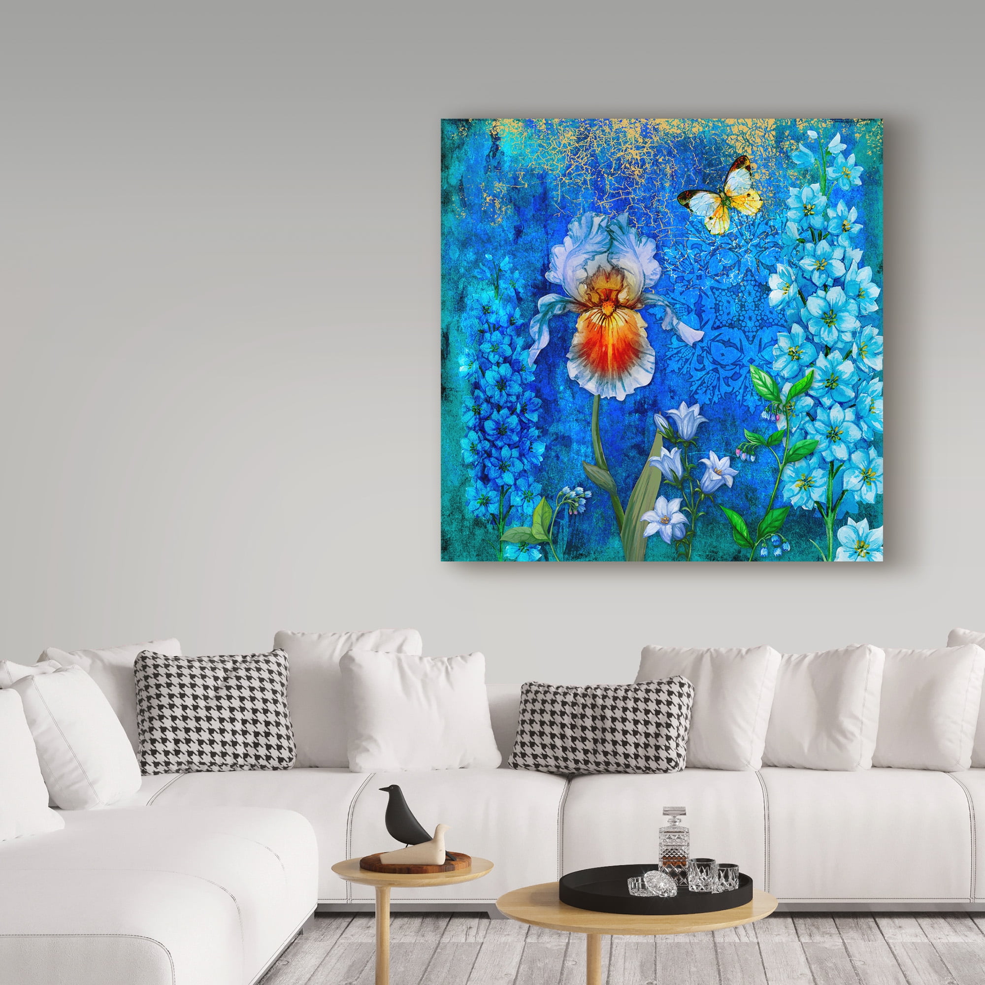 Trademark Fine Art 'Delphinium And Iris' Canvas Art by Maria Rytova